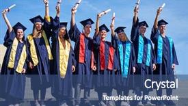  Presentation with university building - Amazing presentation theme having young graduates students group standing backdrop and a  colored foreground