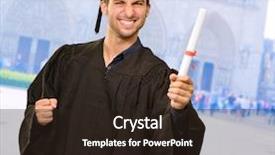  Presentation with certificate - Colorful presentation theme enhanced with young graduation man holding certificate backdrop and a wine colored foreground