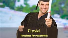  Presentation with certificate - Slide set consisting of young graduation man holding certificate background and a tawny brown colored foreground