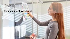  Presentation with graphic - Audience pleasing slide set consisting of young-graphic-designer-choosing backdrop and a lemonade colored foreground