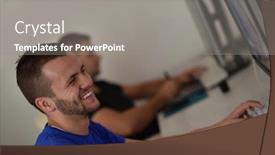  Presentation with graphic - Presentation theme consisting of webmaster - young graphic designer working background and a gray colored foreground