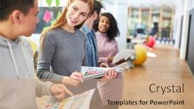  Presentation with graphic - Presentation theme enhanced with young-graphic-designers-discuss-color background and a coral colored foreground