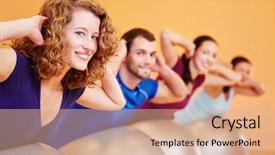  Presentation with physiotherapy - Beautiful presentation theme featuring young group doing fitness exercise backdrop and a  colored foreground