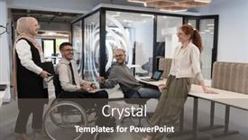  Presentation with young business people - Presentation theme having young-group-of-business-people and a  colored foreground