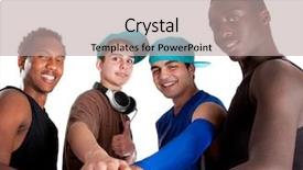  Presentation with teenagers - Colorful slide deck enhanced with young group of five teenagers isolated over white fresh young men with stylish athletivc outfit backdrop and a mint green colored foreground