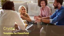  Presentation with room - Slides with young-group-of-people background and a tawny brown colored foreground