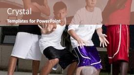  Presentation with dirt - Beautiful theme featuring young group of teenagers on the street with a basketball bouncing up the dirt backdrop and a coral colored foreground