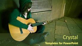  Presentation with performer - Amazing theme having young guitar performer in urban background cross processed backdrop and a tawny brown colored foreground