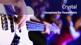  Presentation with bass guitar - Presentation theme enhanced with young guitar player with instrument background and a navy blue colored foreground