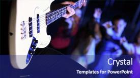  Presentation with night club - Slides enhanced with young guitar player with instrument background and a navy blue colored foreground