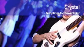  Presentation with instrument - Cool new PPT theme with young guitar player with instrument backdrop and a royal blue colored foreground