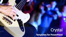  Presentation with bass guitar - Amazing PPT theme having young guitar player with instrument backdrop and a navy blue colored foreground