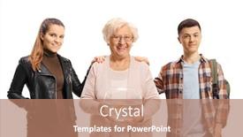  Presentation with goldfish - Theme featuring young-guy-and-girl-posing background and a coral colored foreground