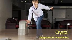  Presentation with young people in the club - PPT layouts enhanced with young guy at bowling club background and a violet colored foreground
