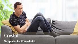  Presentation with sound pain - Slide deck consisting of young guy experiencing stomach pain background and a gray colored foreground