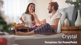  Presentation with relationship - Slide deck featuring young-guy-feeding-his-girlfriend background and a tawny brown colored foreground