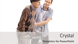  Presentation with walker - Amazing presentation theme having young guy helping a senior backdrop and a light gray colored foreground