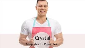  Presentation with white plate - Presentation featuring young guy in an apron background and a  colored foreground