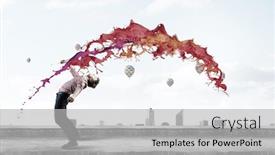  Presentation with serial killer colorful 3d teeth - Presentation theme enhanced with evade - young guy in casual evading background and a light gray colored foreground