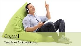  Presentation with music literacy - Slide deck consisting of young guy listening to music background and a yellow colored foreground