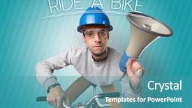  Presentation with cyclist - Audience pleasing theme consisting of young guy on a bike backdrop and a teal colored foreground