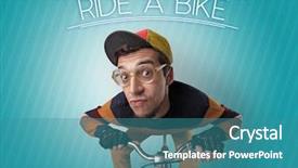  Presentation with cyclist - Audience pleasing slides consisting of young guy on a bike backdrop and a teal colored foreground