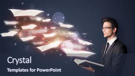  Presentation with reading - Colorful PPT layouts enhanced with young guy reading a book backdrop and a tawny brown colored foreground