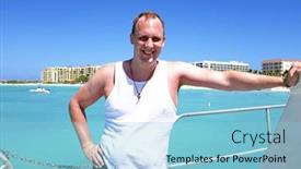  Presentation with sailing - Presentation theme having young guy sailing in the caribic background and a light blue colored foreground