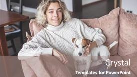  Presentation with millennial - Presentation theme with young-guy-spends-time background and a gray colored foreground