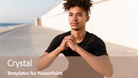  Presentation with hydration - Audience pleasing presentation consisting of young guy sportsman make exercise backdrop and a  colored foreground