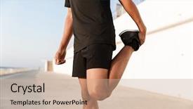  Presentation with strong - Colorful presentation theme enhanced with young guy sportsman make exercise backdrop and a  colored foreground