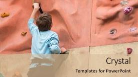  Presentation with climbing - Audience pleasing slide deck consisting of young guy with climbed equipment backdrop and a lemonade colored foreground