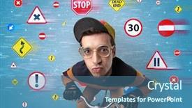  Presentation with highway - PPT layouts featuring young guy with stylish outlook background and a  colored foreground