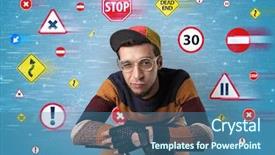  Presentation with code - Audience pleasing slide set consisting of young guy with stylish outlook backdrop and a ocean colored foreground