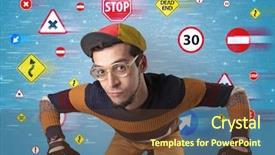  Presentation with highway - Cool new presentation theme with young guy with stylish outlook backdrop and a tawny brown colored foreground