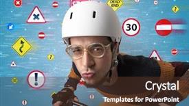  Presentation with coding binary code blue polygonal - Audience pleasing presentation theme consisting of young guy with stylish outlook backdrop and a tawny brown colored foreground