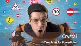  Presentation with economic outlook - Amazing PPT theme having young guy with stylish outlook backdrop and a tawny brown colored foreground