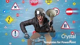  Presentation with code enforcement - Slides enhanced with young guy with stylish outlook background and a teal colored foreground