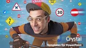  Presentation with labour code hr - PPT theme having young guy with stylish outlook background and a tawny brown colored foreground