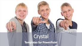  Presentation with forward - Beautiful presentation theme featuring young guys point fingers forward two of the boys twin brothers backdrop and a gray colored foreground