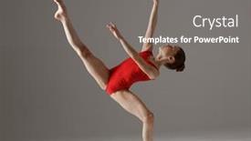  Presentation with stretching - Beautiful presentation theme featuring young-gymnast-girl-stretching backdrop and a gray colored foreground