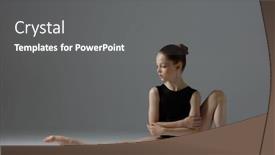  Presentation with stretching - PPT theme having young-gymnast-girl-stretching background and a gray colored foreground