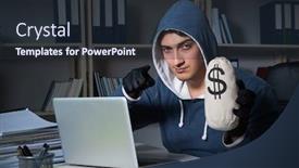  Presentation with computer hacking - Slides having young-hacker-hacking-into-computer background and a wine colored foreground