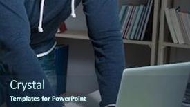  Presentation with computer hacking - Cool new slide deck with young hacker hacking into computer at night backdrop and a ocean colored foreground