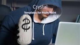  Presentation with computer hacking - PPT layouts featuring young hacker hacking into computer at night background and a ocean colored foreground