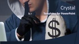  Presentation with computer hacking - PPT theme with young-hacker-hacking-into-computer background and a tawny brown colored foreground