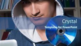  Presentation with computer hacking - Slide set featuring young-hacker-hacking-into-computer and a ocean colored foreground