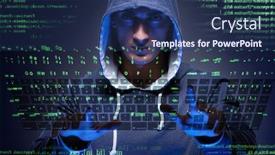  Presentation with cyber security - Audience pleasing theme consisting of young-hacker-in-cyber-security backdrop and a ocean colored foreground