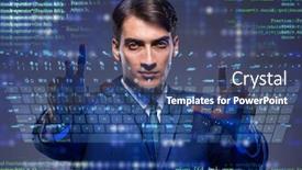  Presentation with cyber security - Beautiful PPT theme featuring young-hacker-in-cyber-security backdrop and a ocean colored foreground