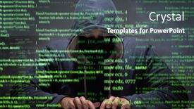  Presentation with data security - Amazing presentation theme having young-hacker-in-data-security backdrop and a dark gray colored foreground